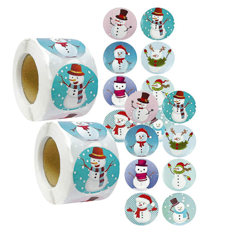 Wrapables Snowmen Stickers Label Roll Holiday Stickers 500 Pc