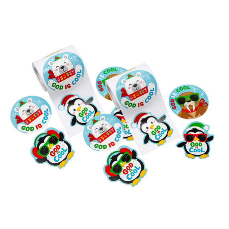 God Is Cool Penguin Sticker Roll 100 Pieces