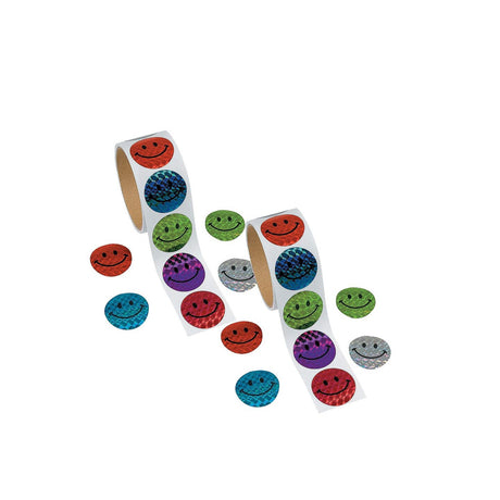 Prismatic Smile Face Multicolor Paper Sticker Roll 100 Pieces