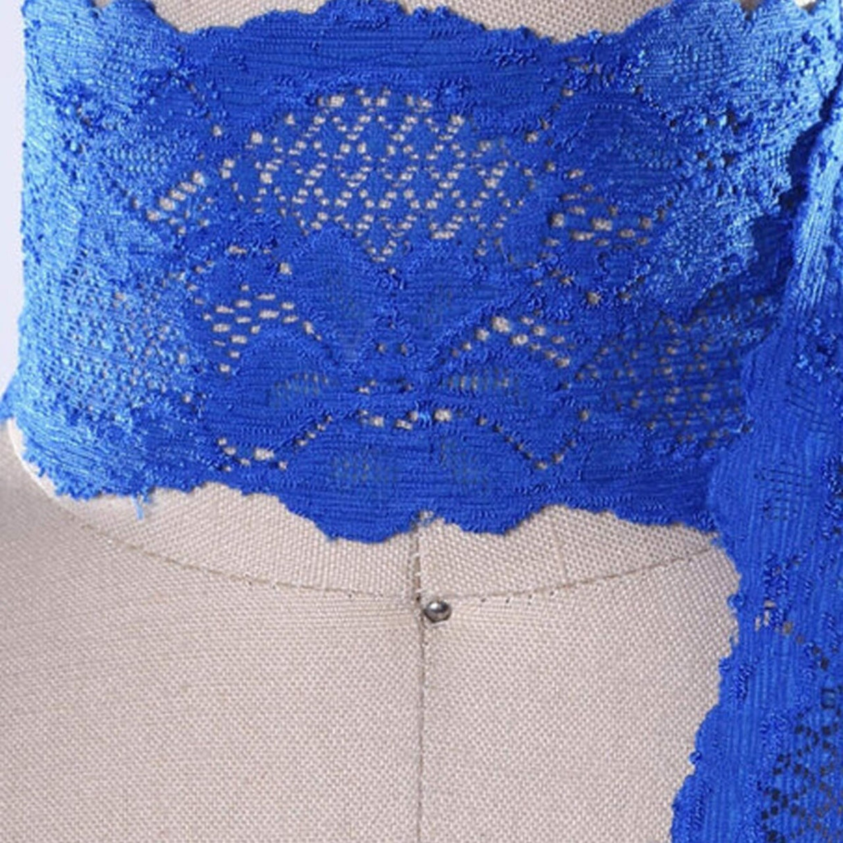 2 Yards Royal Blue Stretch Lace Trim Wide Floral Elastic Ribbon 2.5" for Sewing, Lingerie & Crafts