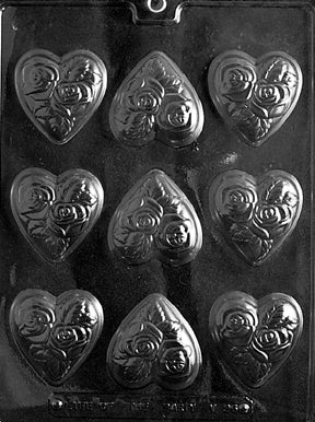 Medium Hearts with Flowers Chocolate Mold - LPV096
