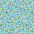 Cotton Print Scattered Leaves Cheeto's World Sky Fabric