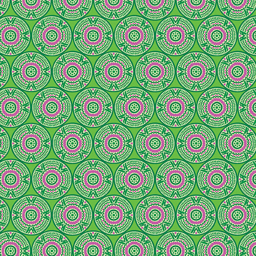 Cotton Print Medallions Grass Cheeto's World Fabric