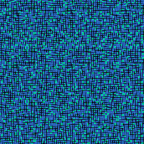 Cotton Fabric Teensy Checks Blue Cheeto's World 44/45"