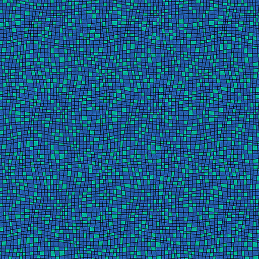 Cotton Fabric Teensy Checks Blue Cheeto's World 44/45"