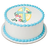 Cross with Flowers Easter Edible Cake Image PhotoCake