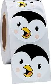 1 1/2" Penguin Face Sticker Roll 100 Pc.