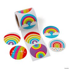 1 1/2" Colorful Rainbow Sticker Roll 100 Pieces