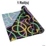 Mardi Gras Beads Plastic Tablecloth Roll 40" x 100 ft.