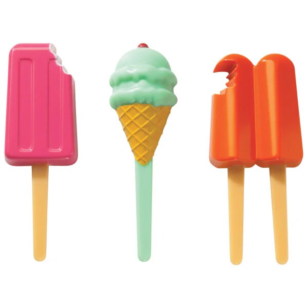 Cool Treat Assortment Ice Cream Popsicle themed Cupcake Cake Decorating pics 12 set