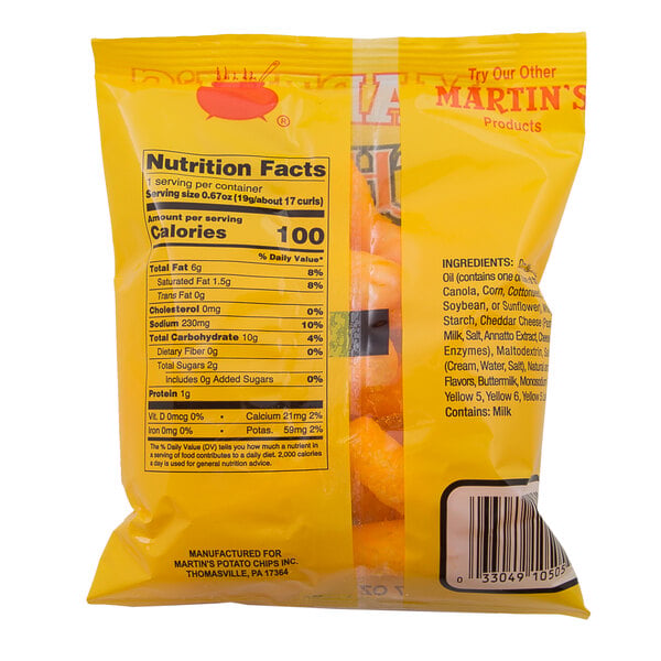 Martin's 0.67 oz. Cheese Curls - 60/Case