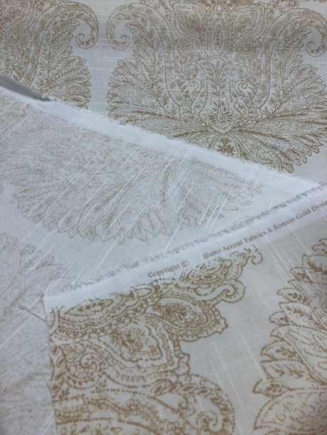 Home Accent Vashti Champagne Chintz Cotton Fabric - Floral Damask, Champagne, 54" Width (1 Yard)