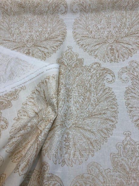 Home Accent Vashti Champagne Chintz Cotton Fabric - Floral Damask, Champagne, 54" Width (1 Yard)
