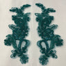 1 Pair Beaded & Corded Floral Lace Applique 9" x 2.5" Each Side