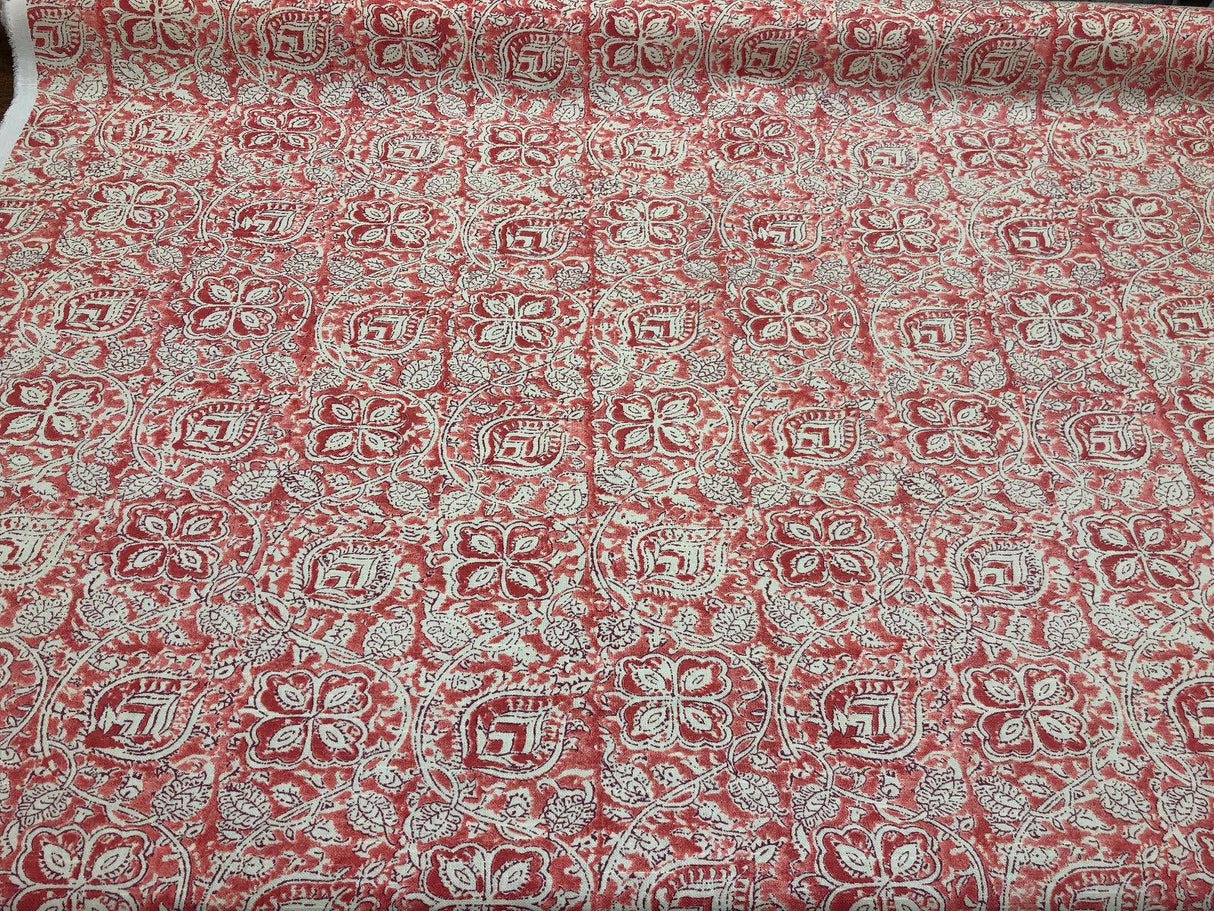 Home Accent Ta Boo Cotton Fabric - Geometric Floral Papaya Punch, 54" Width, 18" Vertical, 18" Horizontal (1 Yard)