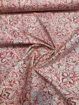 Home Accent Ta Boo Cotton Fabric - Geometric Floral Papaya Punch, 54" Width, 18" Vertical, 18" Horizontal (1 Yard)