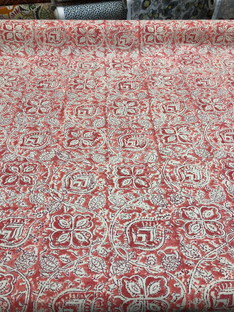 Home Accent Ta Boo Cotton Fabric - Geometric Floral Papaya Punch, 54" Width, 18" Vertical, 18" Horizontal (1 Yard)