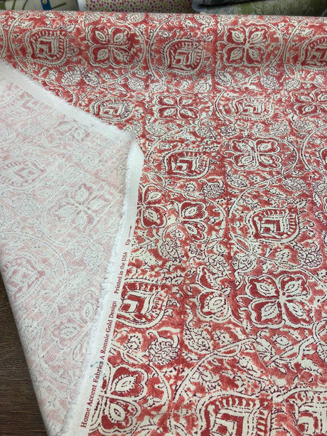 Home Accent Ta Boo Cotton Fabric - Geometric Floral Papaya Punch, 54" Width, 18" Vertical, 18" Horizontal (1 Yard)