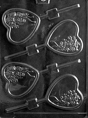 Heart with Bouquet Lolly Chocolate Mold - LPV114
