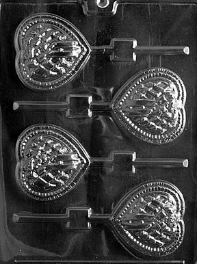 Lattice Heart with Bow Lolly Chocolate Mold - LPV116