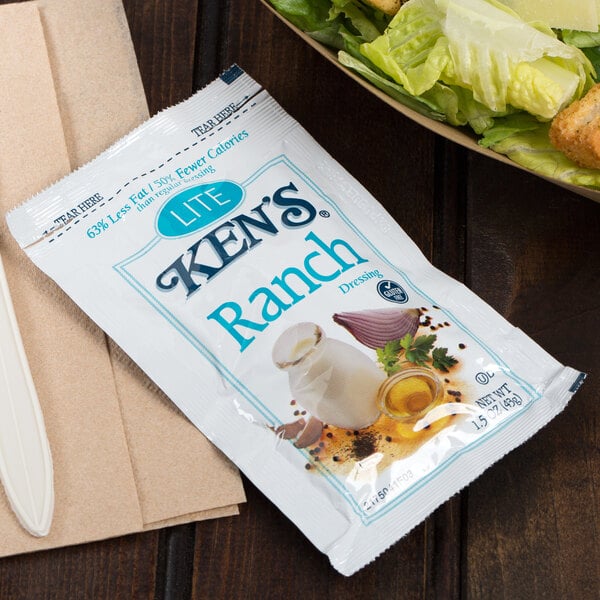 Ken's Foods 1.5 oz. Lite Ranch Dressing Packet - 60/Case