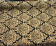 Cleopatra Chenille Damask Print Polyester Fabric - Black/Gold Damask, 56" Width (1 Yard)