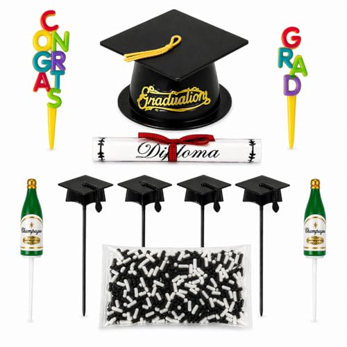 Oasis Supply, Graduation Cake Decorating Kits with Sprinkles (Various Color Grad Caps)