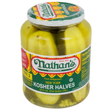 Nathan's Famous 32 fl. oz. New York Kosher Pickle Halves - 12/Case