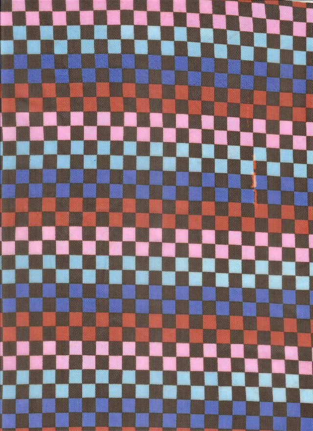 Flocked Mesh Stretch Fabric Brown Multi Checkered