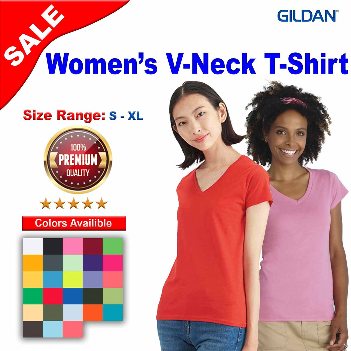 Gildan® Softstyle Women’s V-Neck Short Sleeve T-Shirt