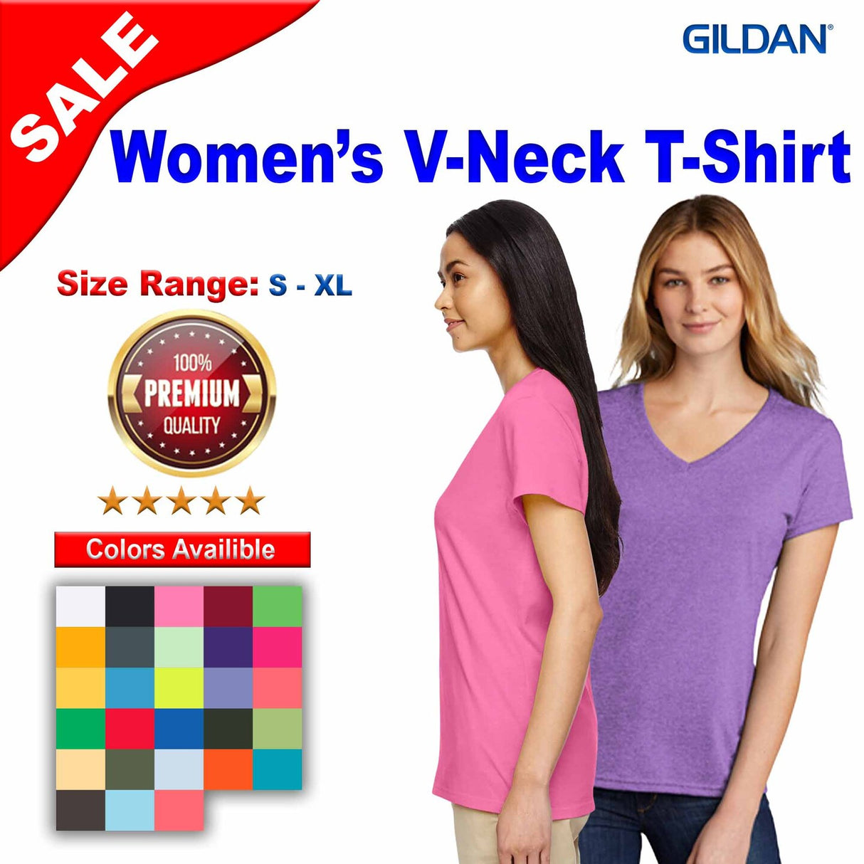 Gildan® Women’s V-Neck Short Sleeve T-Shirt