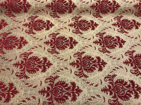 Sabrina Ruby Damask Chenille Fabric - Ruby Damask Pattern, 59" Width (1 Yard)