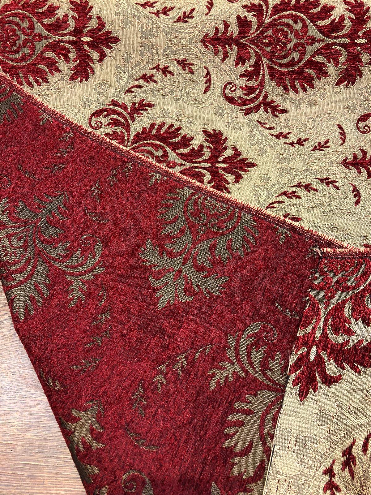 Sabrina Ruby Damask Chenille Fabric - Ruby Damask Pattern, 59" Width (1 Yard)