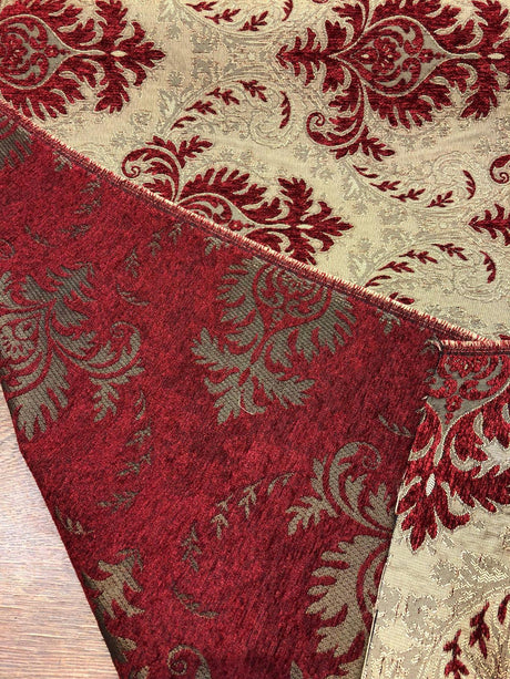 Sabrina Ruby Damask Chenille Fabric - Ruby Damask Pattern, 59" Width (1 Yard)