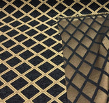 Black Gold Diamond Damask Chenille Upholstery Fabric - Black And Gold Damask, 56" Width (1 Yard)