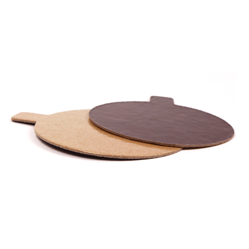 Round Double Sided Mono Board with Tab, Chocolate / Praline, 3" (8cm) - Case of 200
