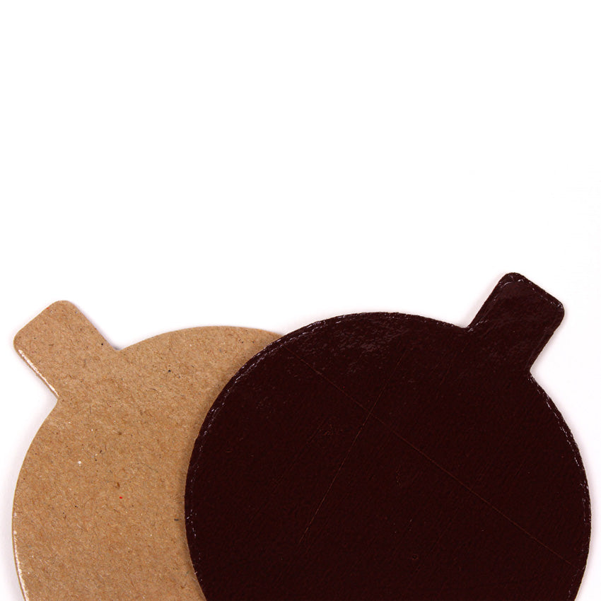Round Double Sided Mono Board with Tab, Chocolate / Praline, 3" (8cm) - Case of 200