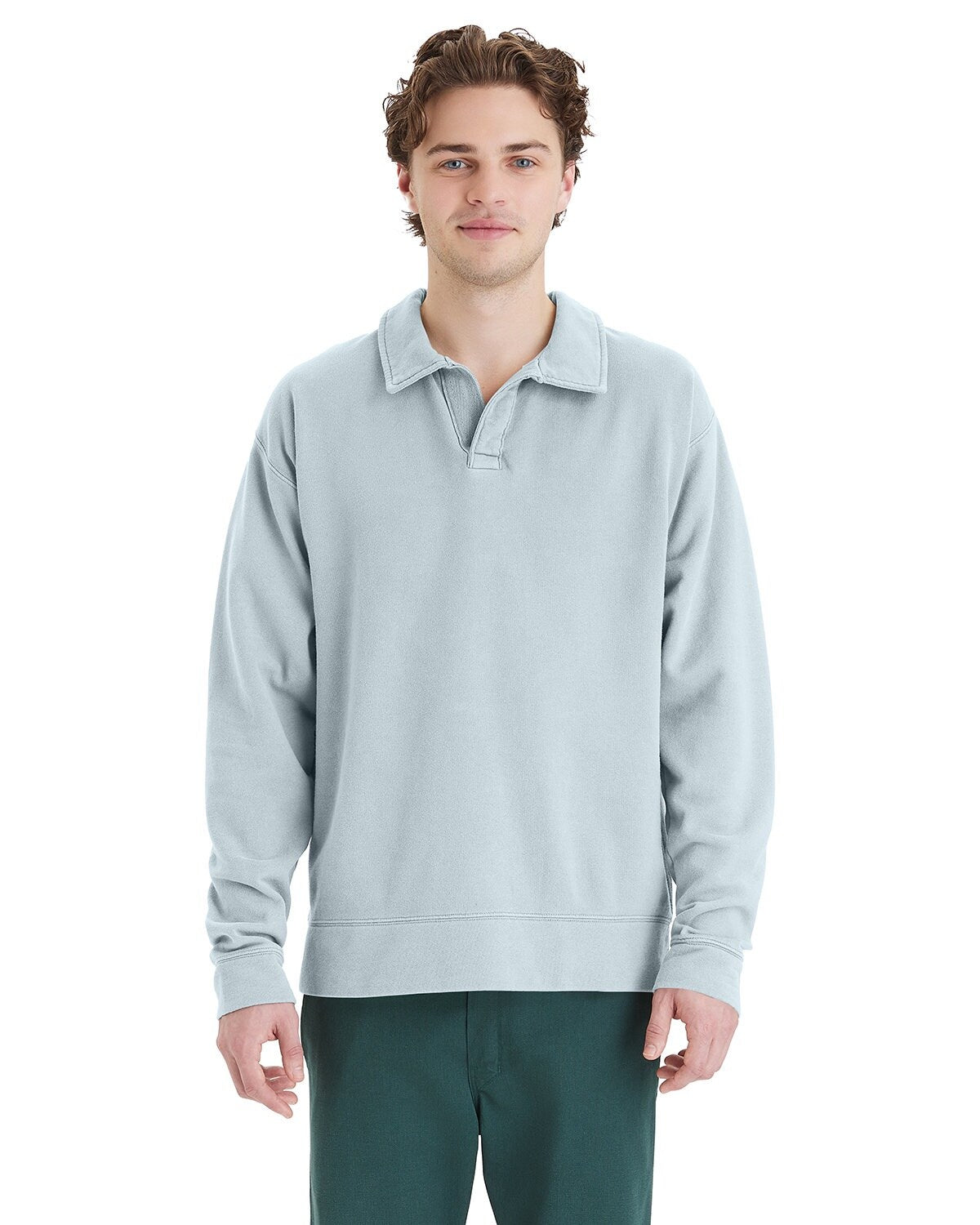 ComfortWash by Hanes® Garment Dye Polo Collar Sweatshirt - GDH490
