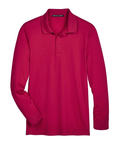 Devon & Jones® CrownLux Performance Men's Plaited Long Sleeve Polo