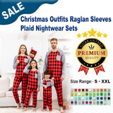 Christmas Outfits Raglan Sleeves Plaid Nightwear Sets