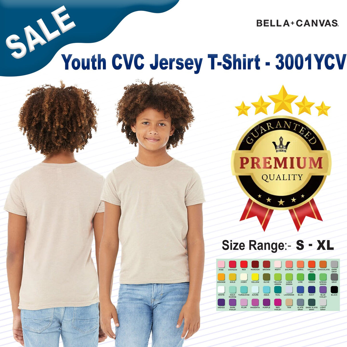 Bella + Canvas® Youth CVC Jersey Crewneck Short Sleeve T-Shirt