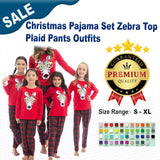 Christmas Pajama Set Zebra Top Plaid Pants Outfits