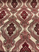Fabricut Sardinia Chenille Upholstery Fabric - Ruby, Very Heavyweight, 54" Width, 13.5" Horizontal Repeat, 18.5" Vertical Repeat (1 Yard)