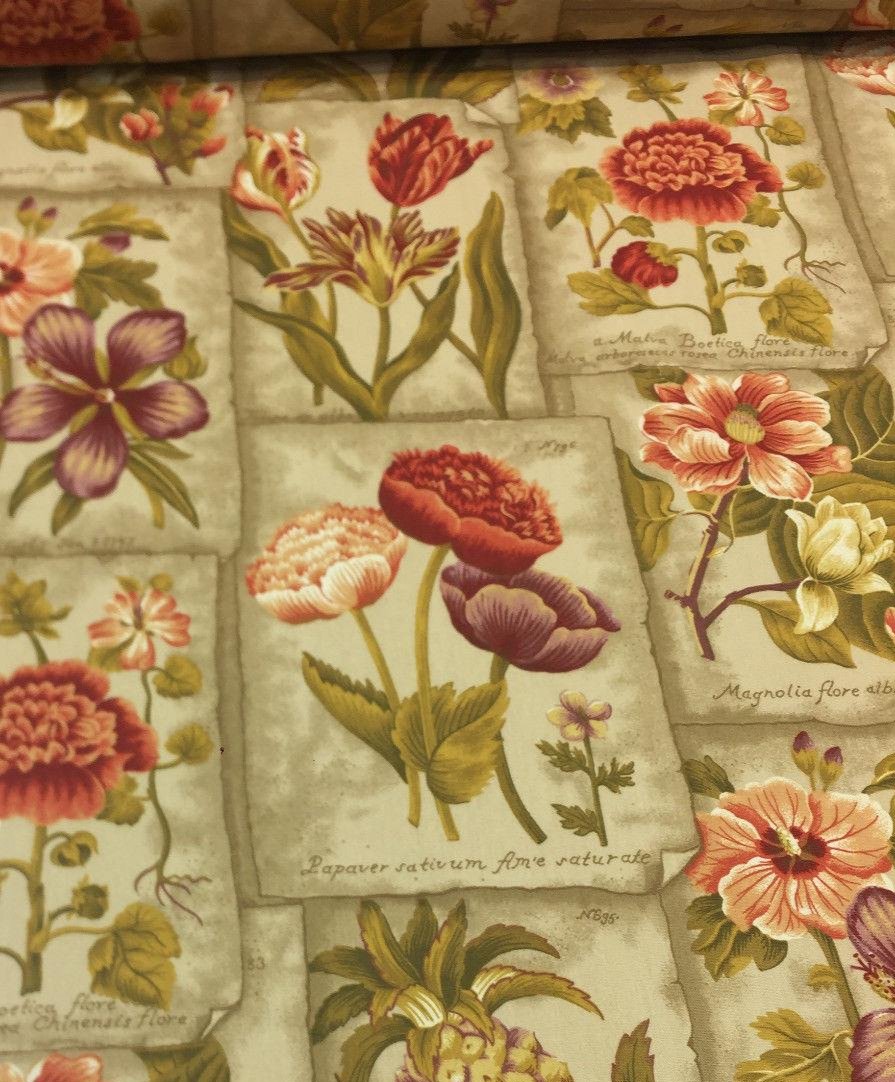Waverly Botanic Garden In Plantation Mount Vernon Collection Cotton Fabric - Floral Tropical Botanical, 54" Width (1 Yard)