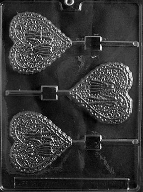 Lacy Bride And Groom Heart Lolly Chocolate Mold