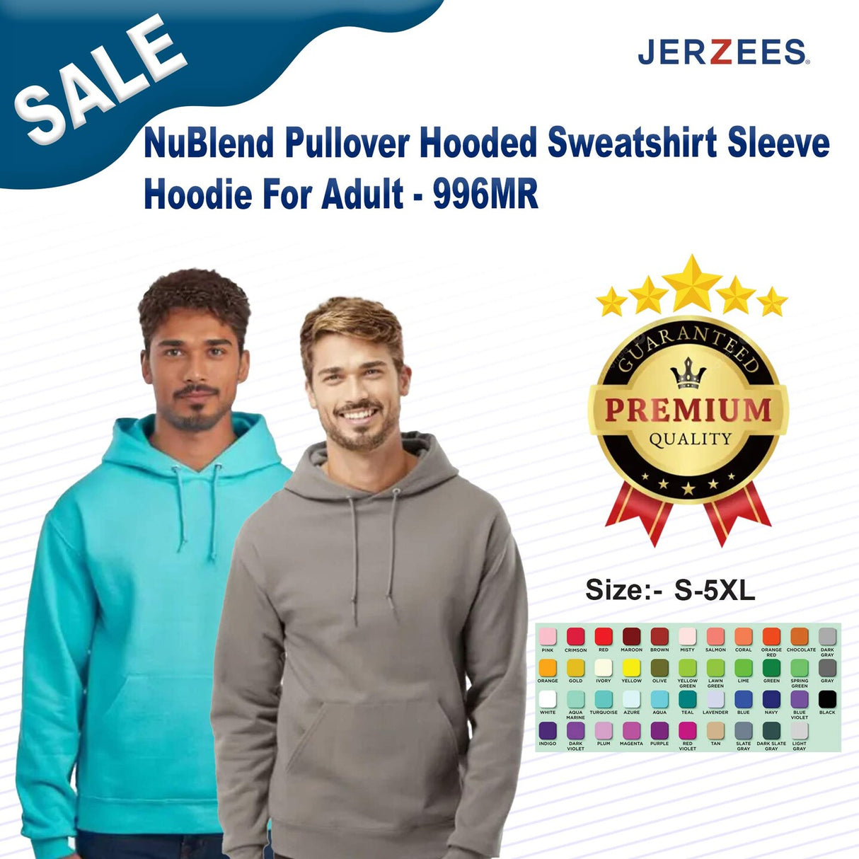 JERZEES® NuBlend Pullover Hooded Sweatshirt Long Sleeve For Adult