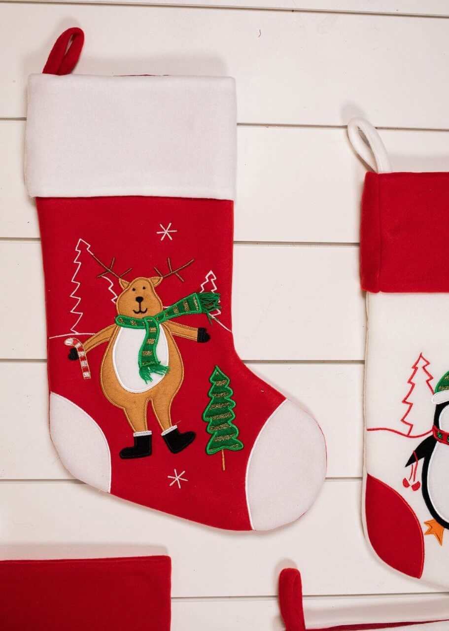 19” Red/White Reindeer/Penguin/Snowman/Santa Stocking