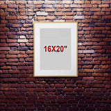 Gold Aluminum Frame with Mount, 16x20" Horizontal/Vertical, No-Nail Hanging!