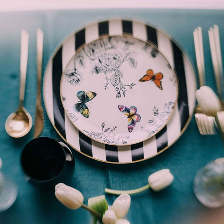 32 Count Monarch Design Elegant Disposable Paper Plates Combo Set Party Supplies 10 In. + 8 In.