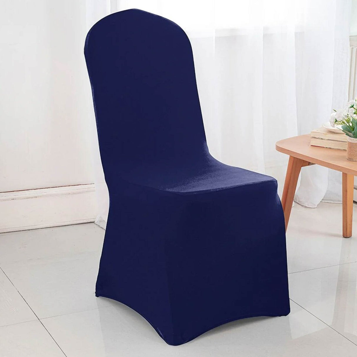 Navy Blue Spandex Banquet Chair Cover with Stretch Fit for Weddings and Events